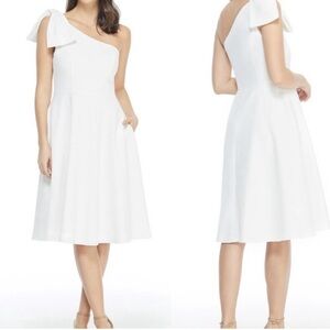 Gal Meets Glam Yvonne Bow One Shoulder Dress White